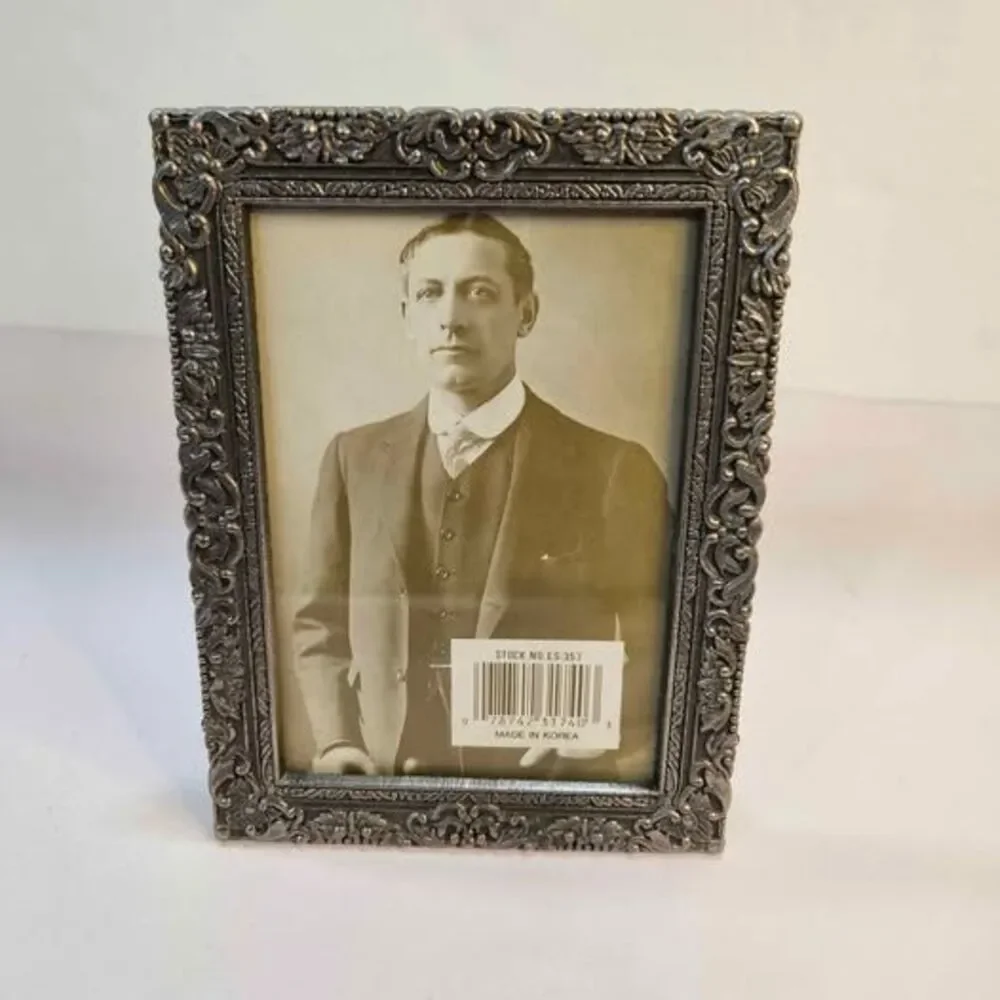 Ornate Pewter-Tone Metal Picture Frame